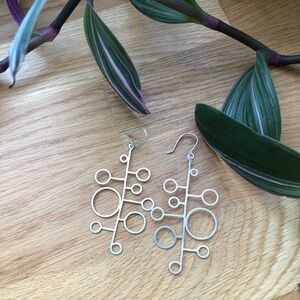 Handcrafted Funky Mod Sterling Silver Statement Drop Earrings
